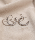 Braided duo Hoop Earring Silver - Image 3